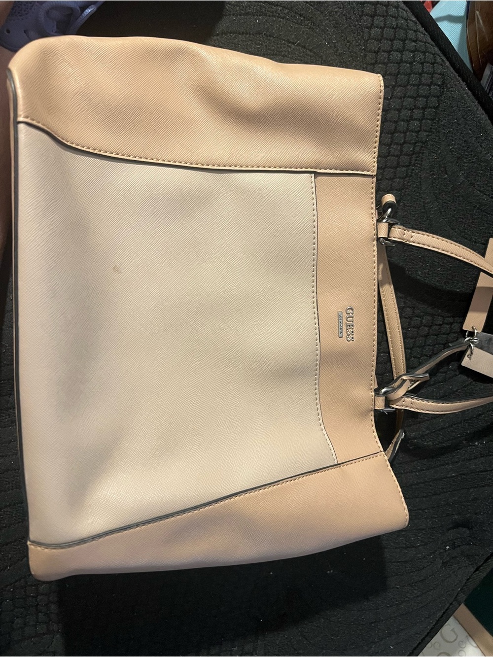 GUESS Beige & Cream Colorblock Tote